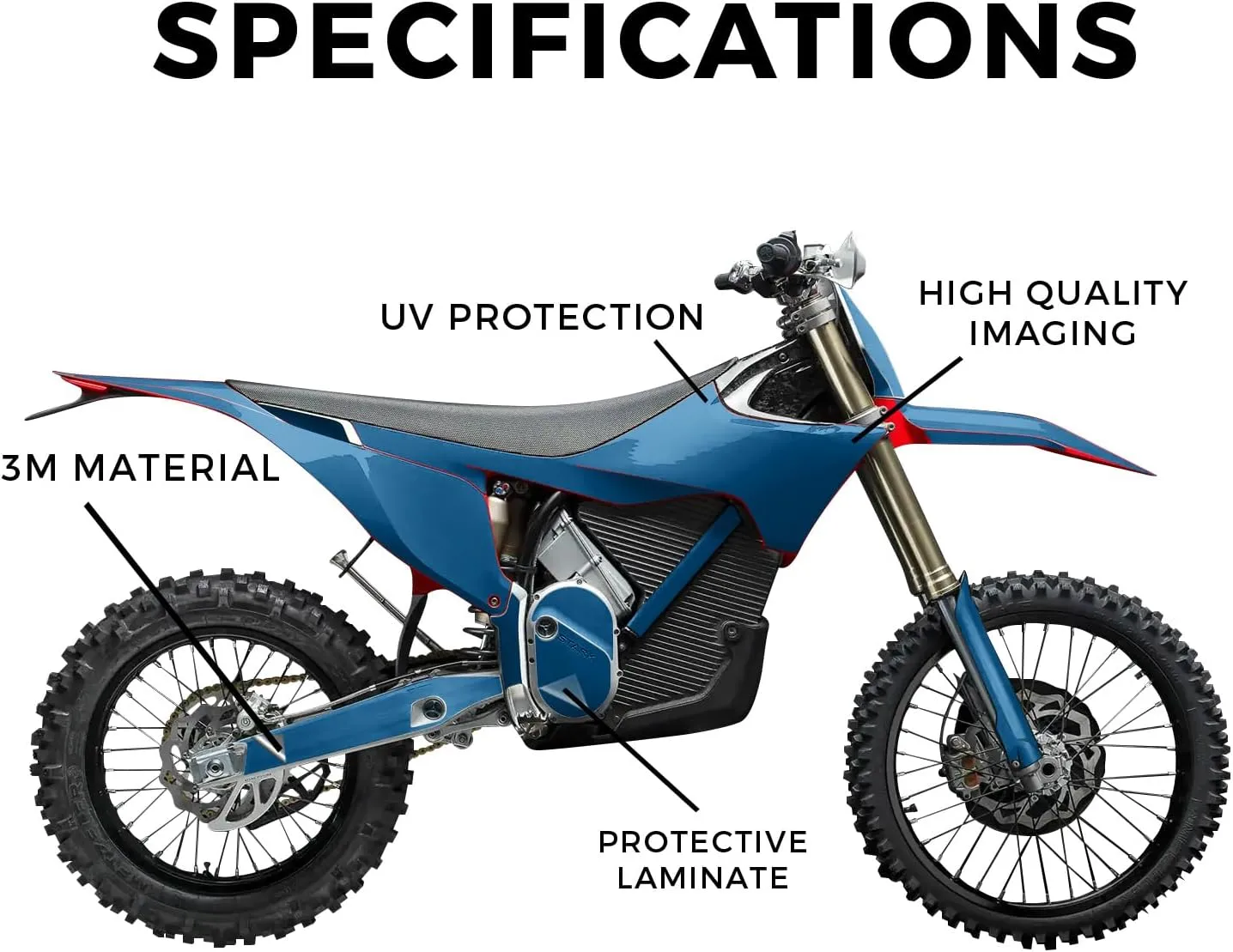 Stark Varg MX 2023-2025 Graphics Kit Wrap - Solid Blue - Varg MX Skin - Premium 3M Vinyl Protective Wrap Decal Cover - Easy to Apply | Crafted in The USA by MightySkins
