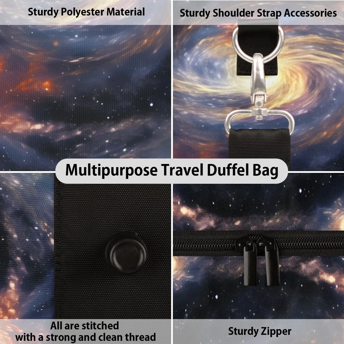 Starry Nebula Travel Duffle Bag for Women Men Gym Duffel Foldable Bag Waterproof Weekender Universe Night Duffle Tote