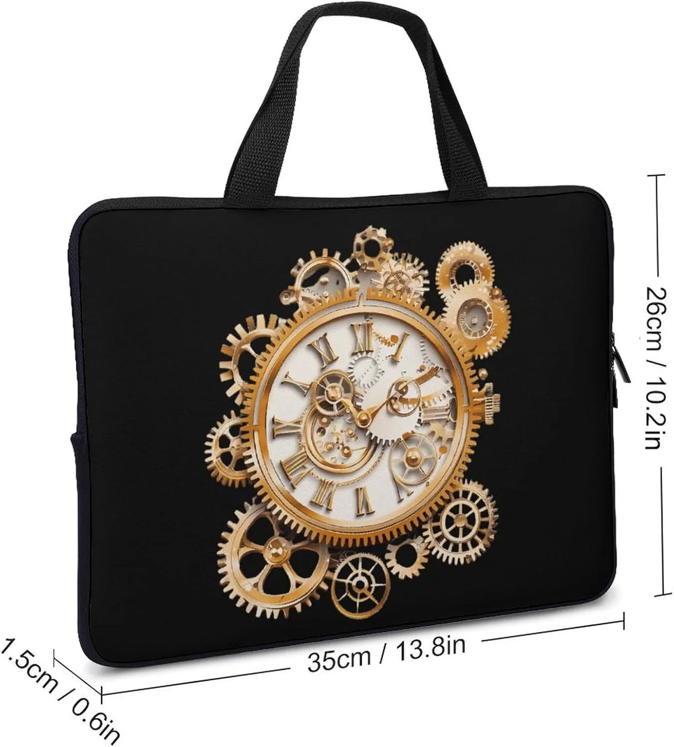 Steampunk Style Clocks Funny Laptop Bag Printed Protective Cover Case Handbag for Laptop/Notebook/Ultrabook 10/12/13/15/17 Inches