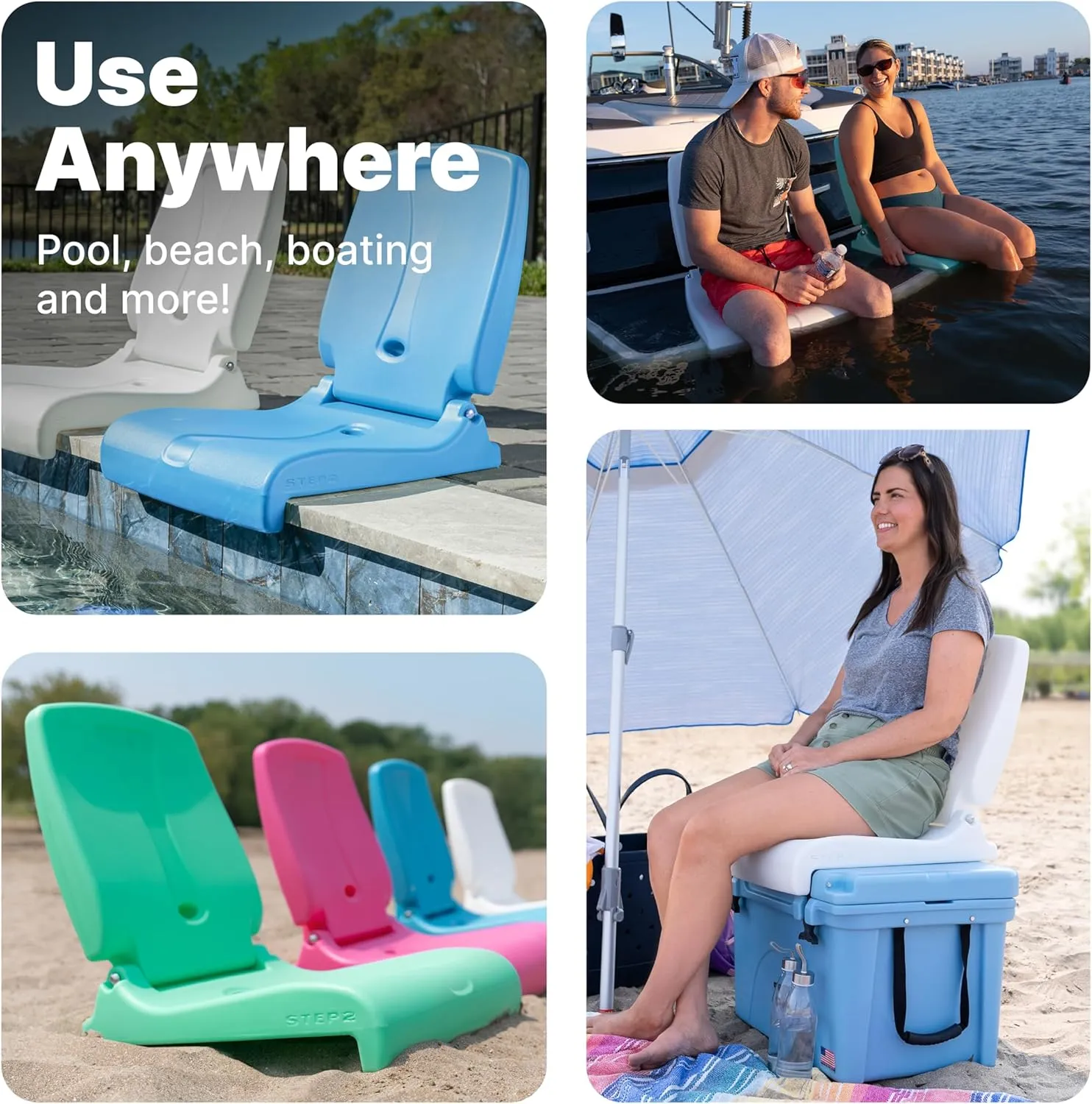 Step2 Foldable Adult Flip Seat, Portable Outdoor Chair for Poolside, Tailgating, Camping, Picnic Chair, Provides Back Support When Sitting on Ground, Mint