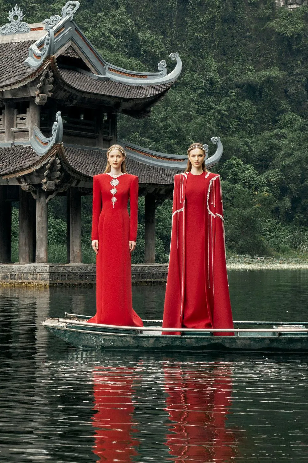 Stone Embellished Floor Length Cape