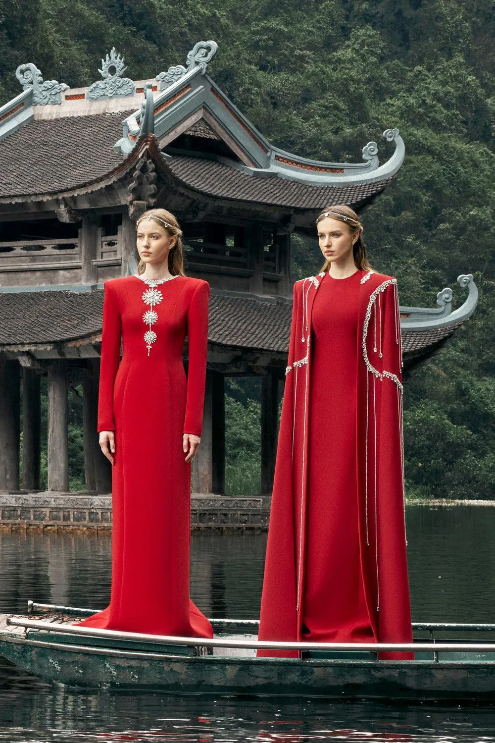 Stone Embellished Floor Length Cape