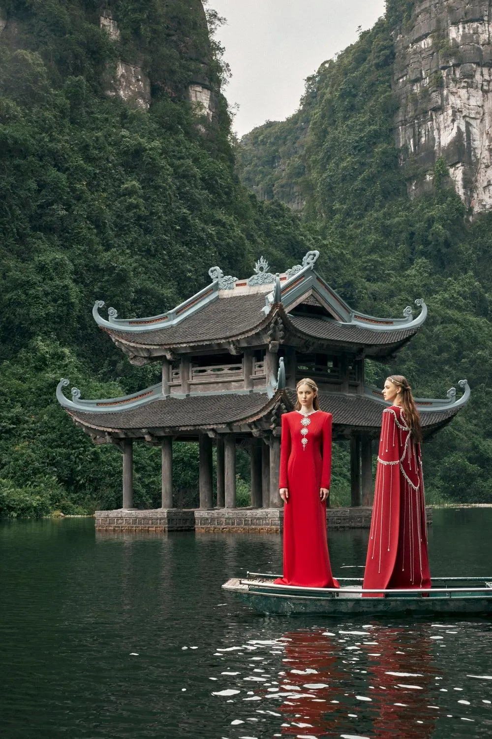 Stone Embellished Floor Length Cape