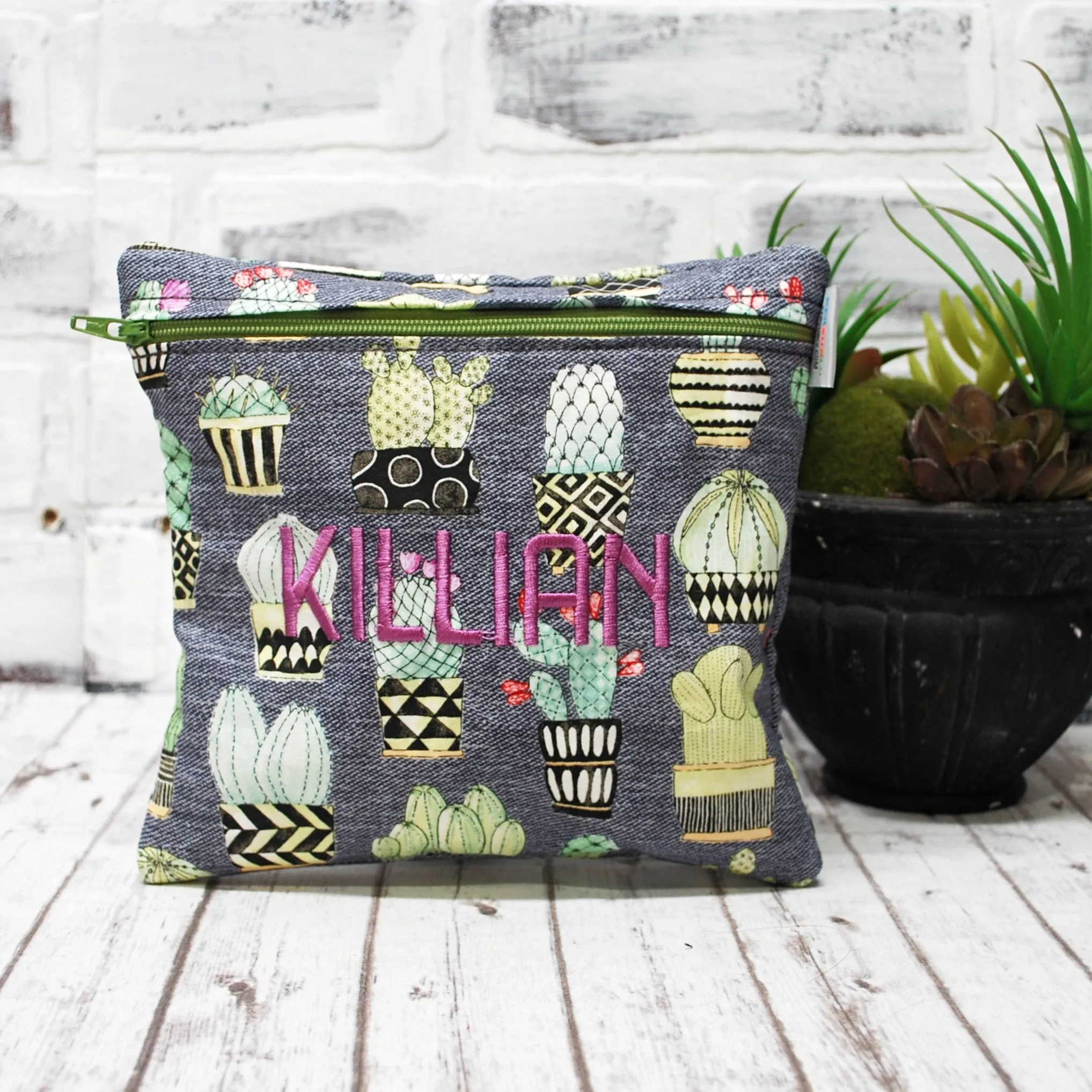 Succulents in Pots Personalized Reusable Food Bag
