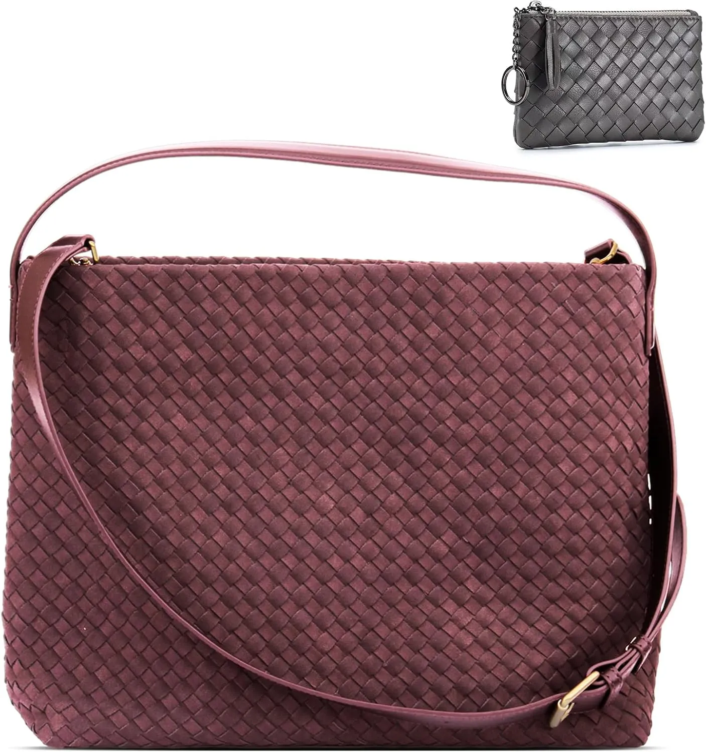 Suede Hobo Bag for Women Woven Bag Shoulder Bag Casual Tote Bag