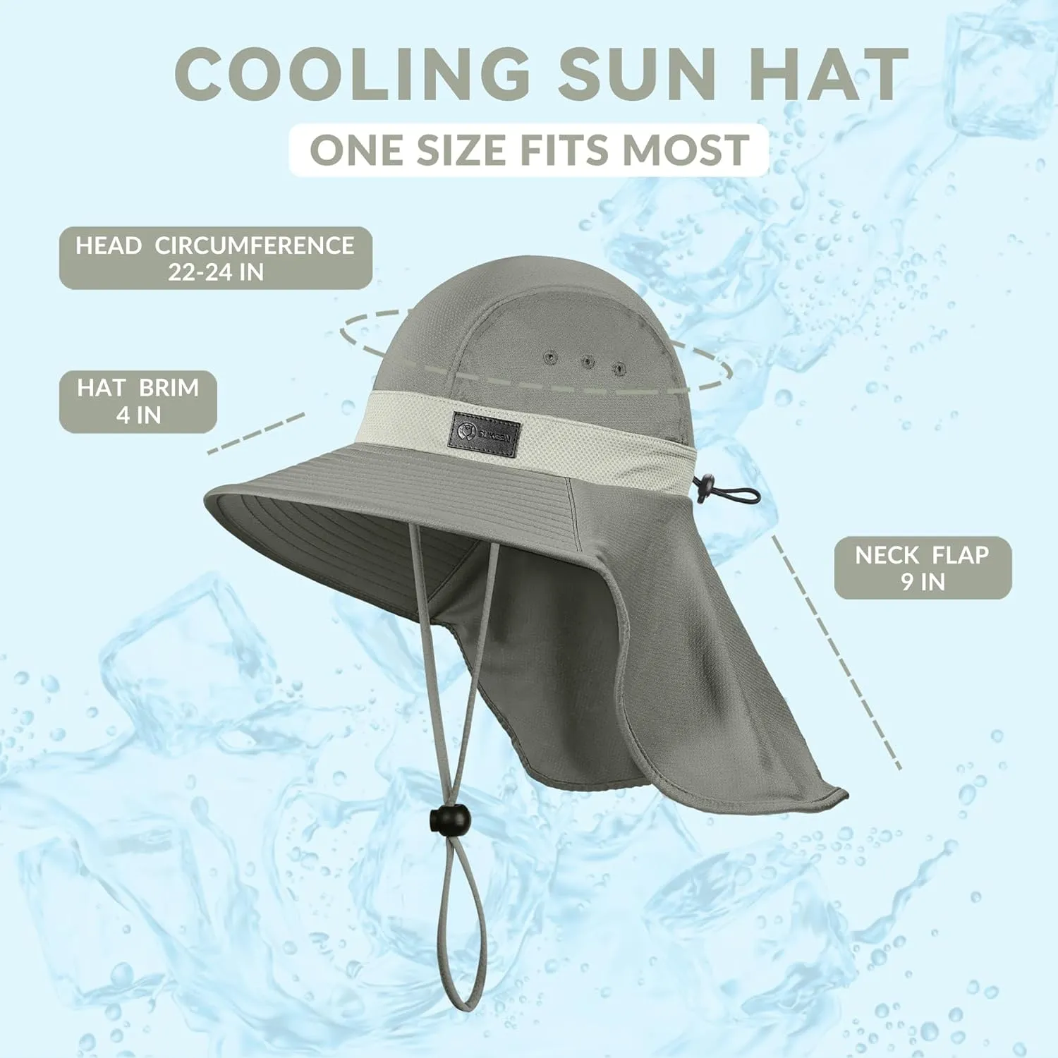 Sukeen Cooling Sun Hat for Men Women UPF50  Wide Brim Fishing Hat with Neck Flap Adjustable Foldable Bucket Hat for Hiking