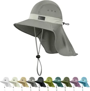 Sukeen Cooling Sun Hat for Men Women UPF50  Wide Brim Fishing Hat with Neck Flap Adjustable Foldable Bucket Hat for Hiking