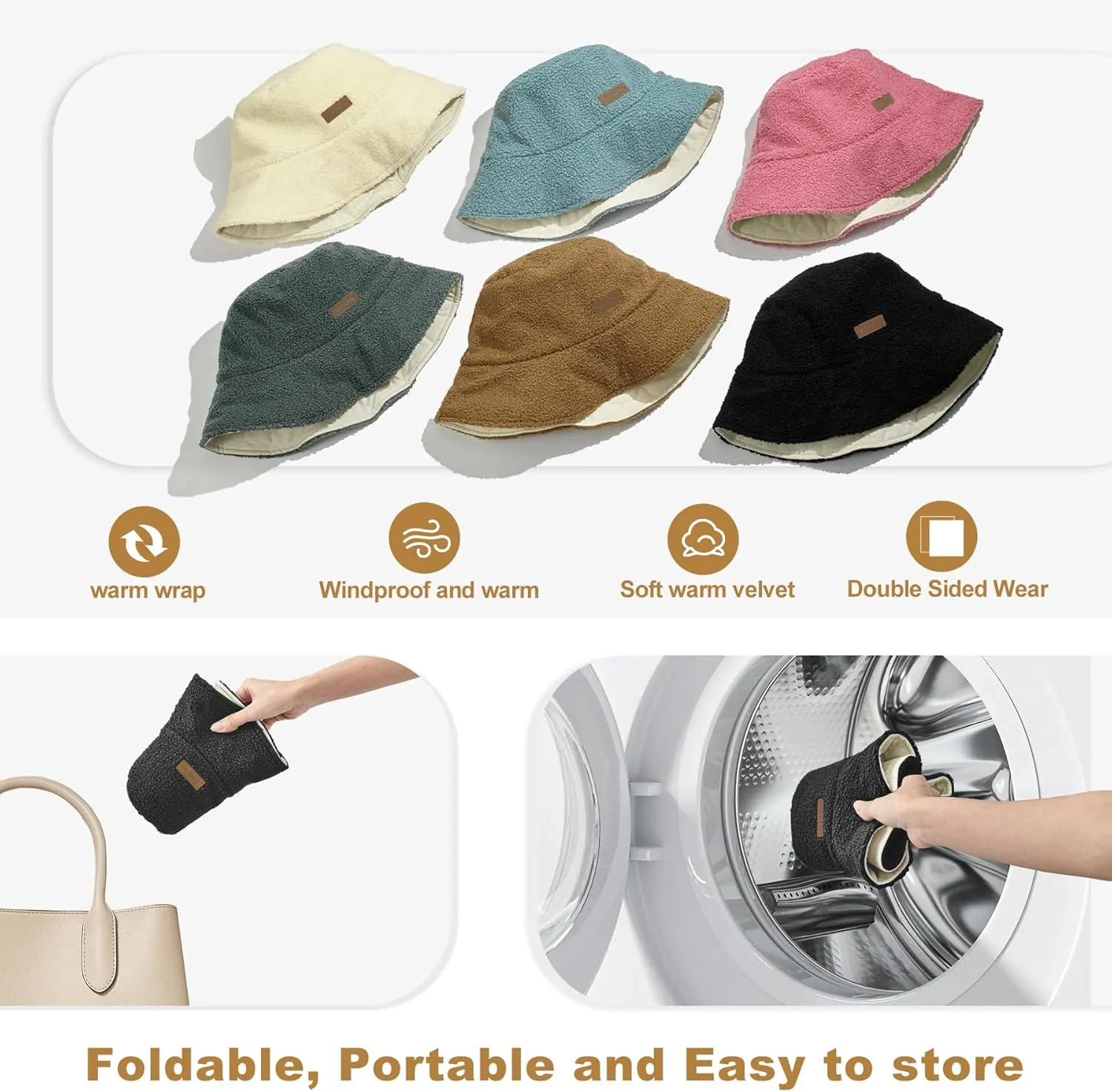 Sukeen Oversized Winter Bucket Hat for Big Heads Large Faux Fur Bucket Hat Fluffy Warm Hat Trendy Fisherman Cap for Daily