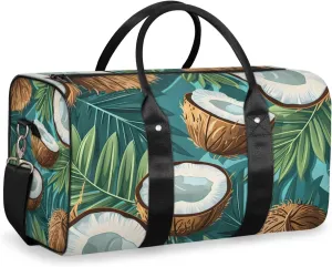 Summer Coconut Travel Duffle Bag for Women Men Gym Duffel Foldable Bag Waterproof Weekender Tropical Fruit Duffle Tote