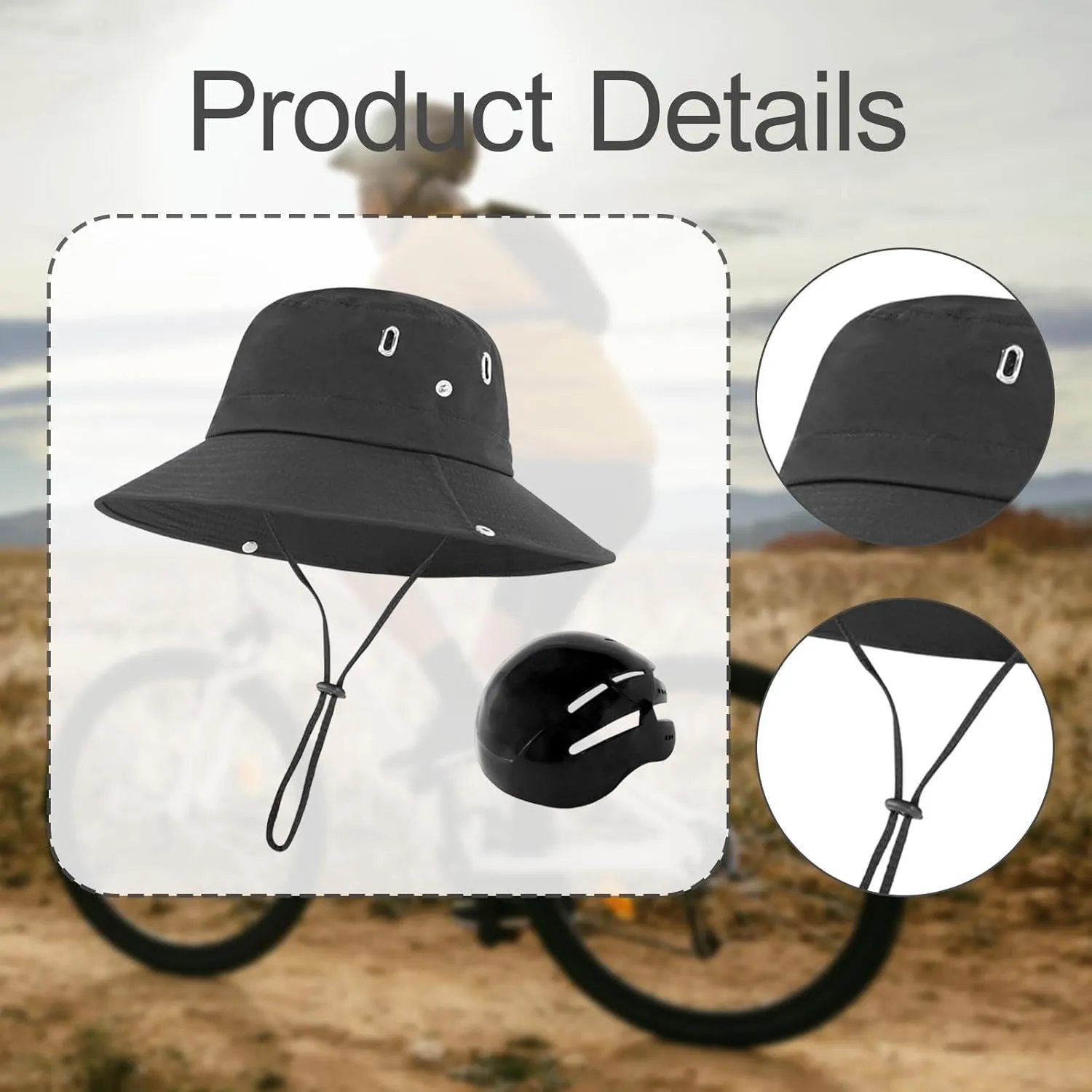 Sun Bucket Hat with Inner Hard Shell Quick Wide Brim Fishing Hat for Women Men Backpacking Outside Work Travel Summer
