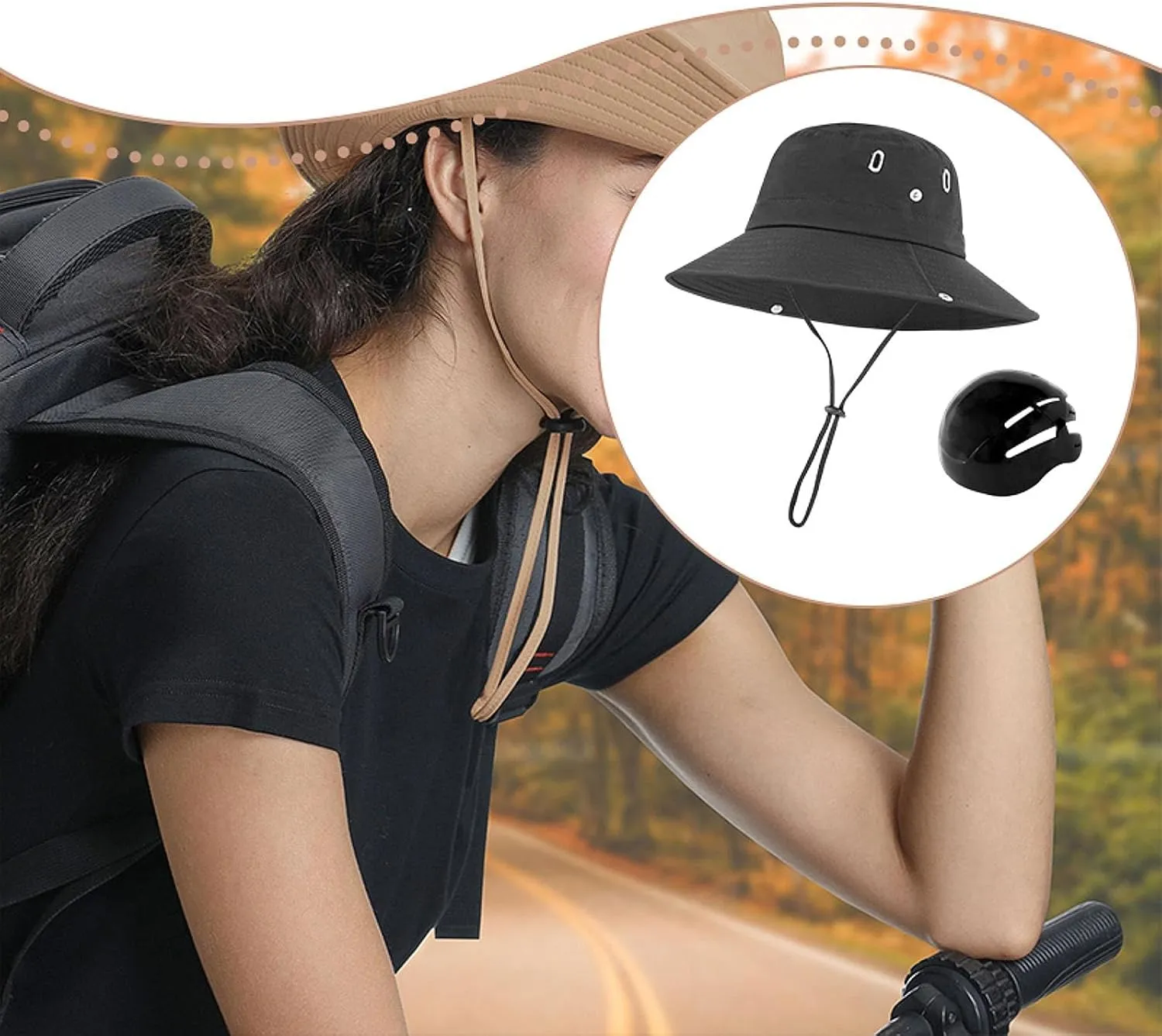 Sun Bucket Hat with Inner Hard Shell Quick Wide Brim Fishing Hat for Women Men Backpacking Outside Work Travel Summer
