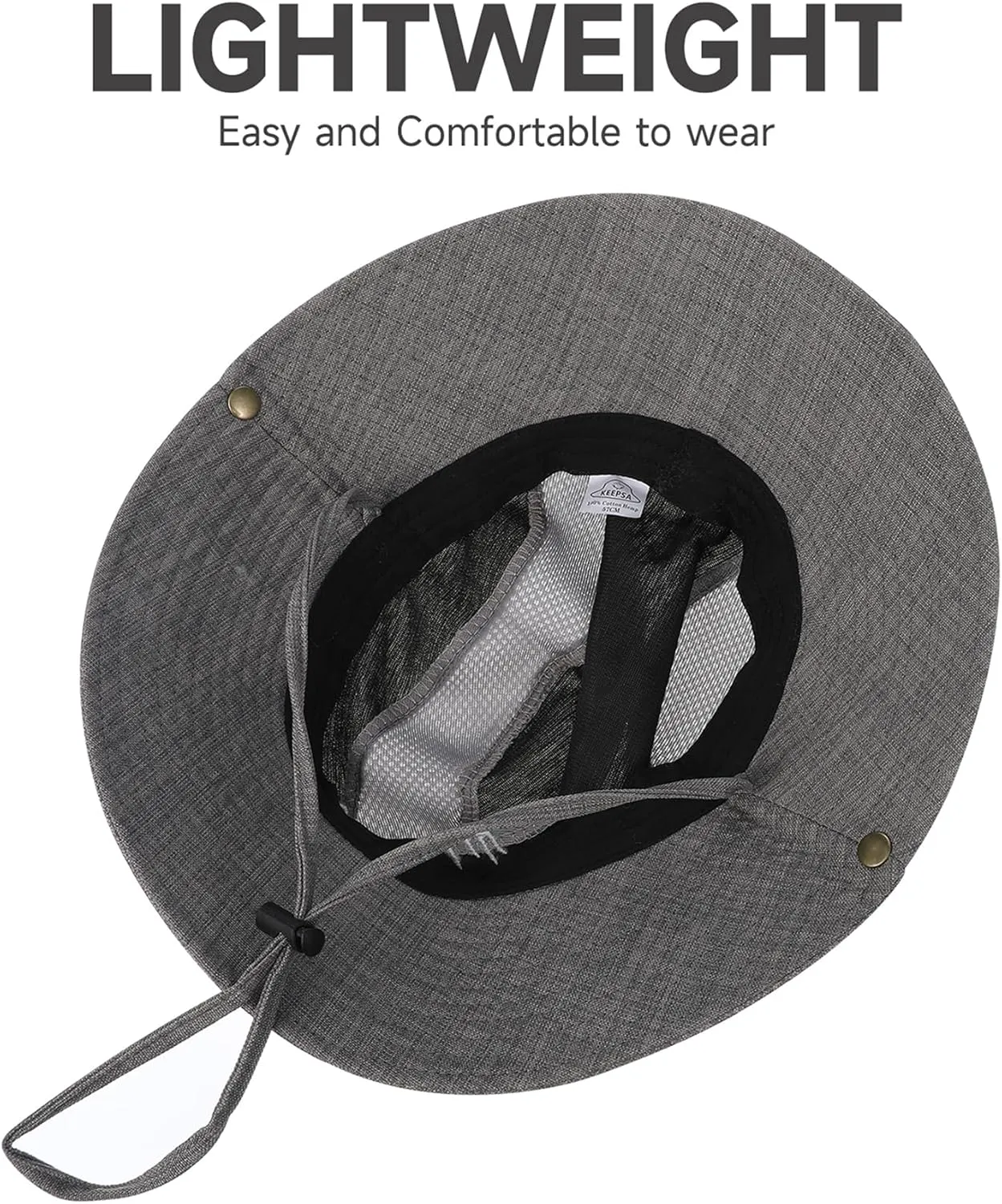 Sun Hat for Men, Cotton Embroidery Summer Outdoor Sun Protection Wide Brim Bucket Hat Foldable Safari Boonie Hat