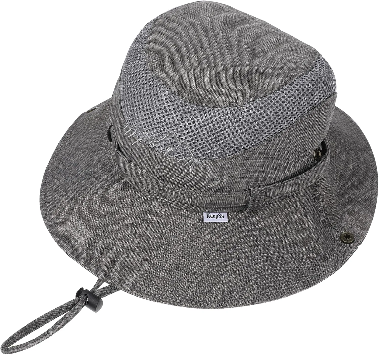 Sun Hat for Men, Cotton Embroidery Summer Outdoor Sun Protection Wide Brim Bucket Hat Foldable Safari Boonie Hat
