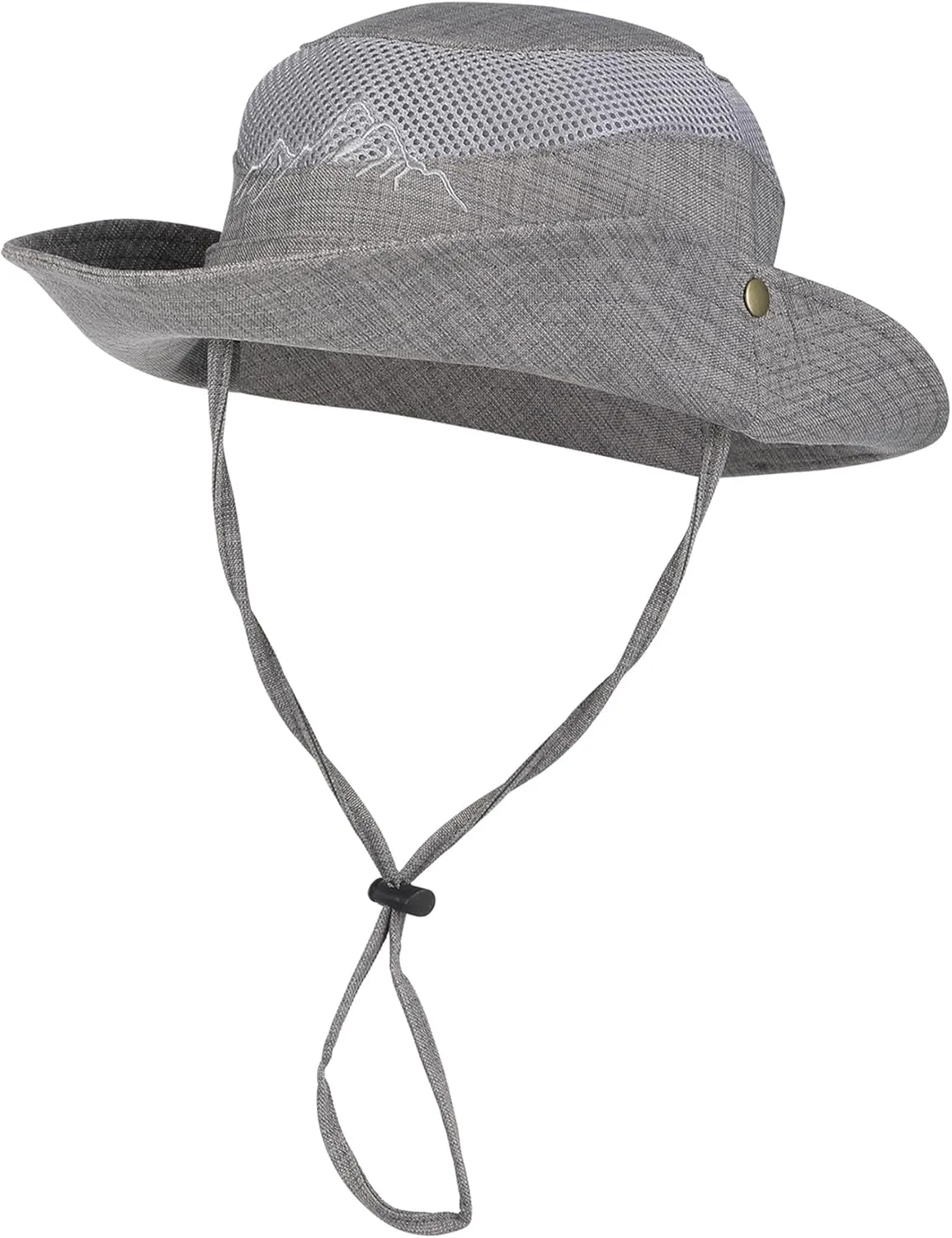 Sun Hat for Men, Cotton Embroidery Summer Outdoor Sun Protection Wide Brim Bucket Hat Foldable Safari Boonie Hat