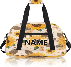Sunflower Mini Gym Bag 18 inch for Women Men Waterproof Custom Flowers Travel Duffel Bag Carry On Overnight Tote Nurse Bag for Work Fitness Hiking