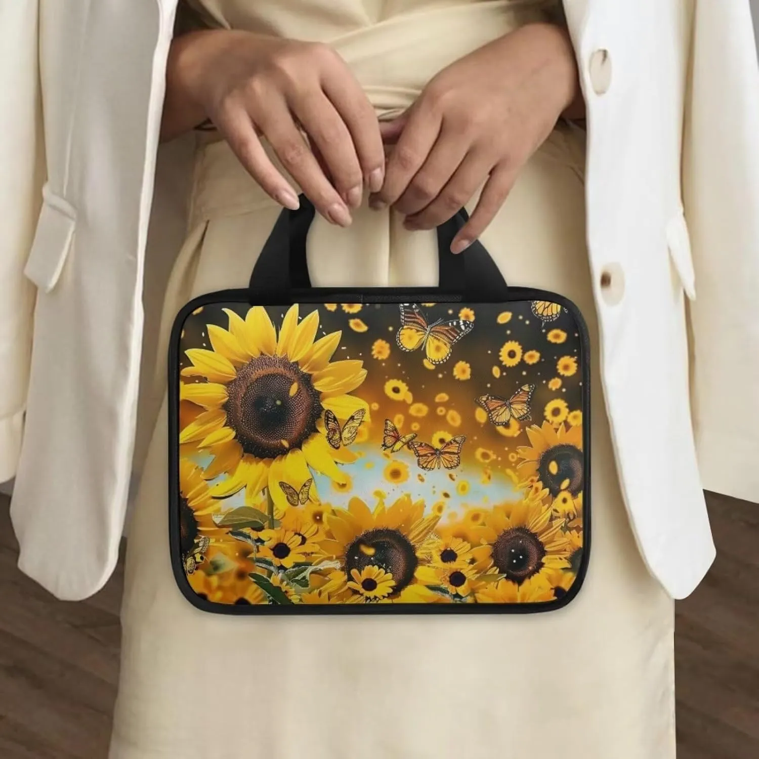Sunflowers Butterfly Print Bible Tote Bag Floral Scripture Bag Bible Soft Cover for Women Girls,e,Aesthetic Bible Crossbody Bag Bible Handbag Women's Bible Case,Gift for Women Girls