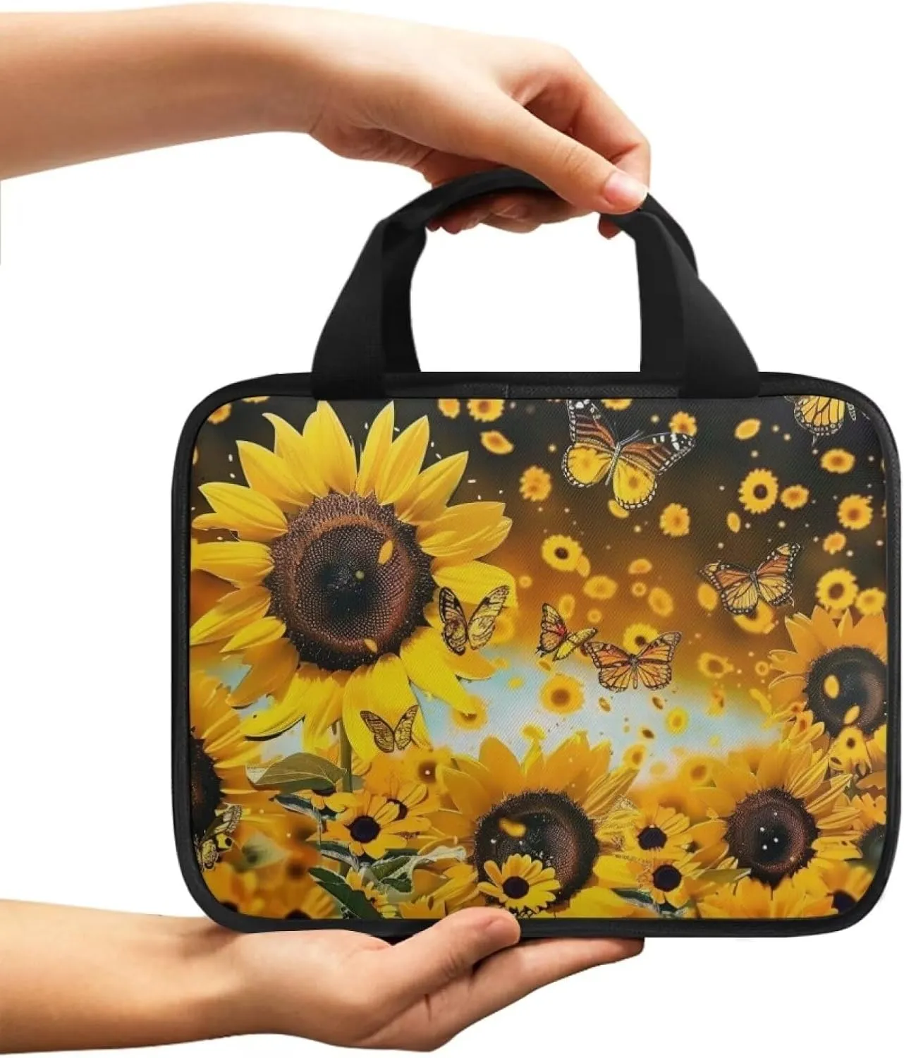 Sunflowers Butterfly Print Bible Tote Bag Floral Scripture Bag Bible Soft Cover for Women Girls,e,Aesthetic Bible Crossbody Bag Bible Handbag Women's Bible Case,Gift for Women Girls