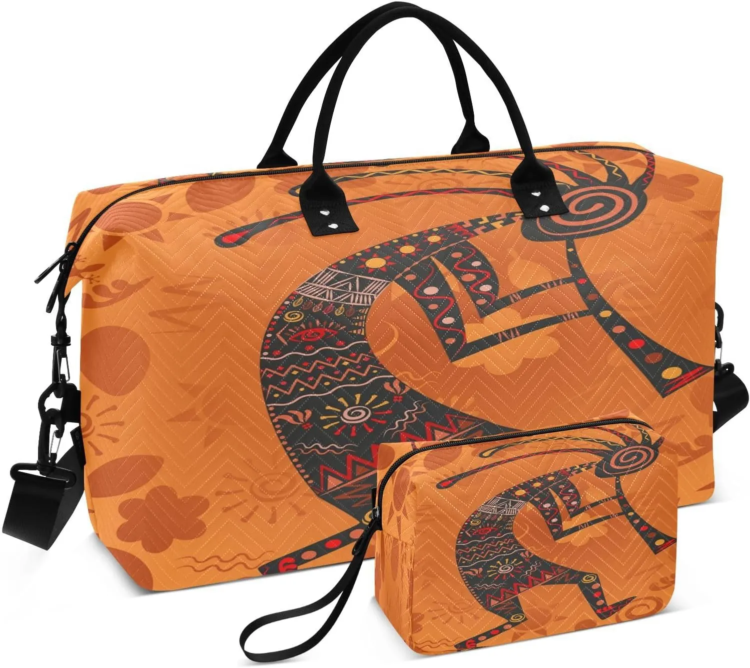 susiyo African Ancient Deity Expandable Travel Duffle Bag, Large Weekender Overnight Bags and Adjustable Strap, Carry On Shoulder Tote Bag, Gym Duffel Bag with Toiletry Bags for Hospital