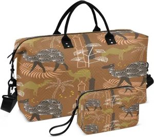 susiyo Camel Pattern Brown Expandable Travel Duffle Bag, Large Weekender Overnight Bags and Adjustable Strap, Carry On Shoulder Tote Bag, Gym Duffel Bag with Toiletry Bags for Hospital