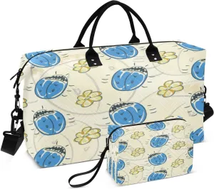 susiyo Flower and Beetle Expandable Travel Duffle Bag, Large Weekender Overnight Bags and Adjustable Strap, Carry On Shoulder Tote Bag, Gym Duffel Bag with Toiletry Bags for Hospital