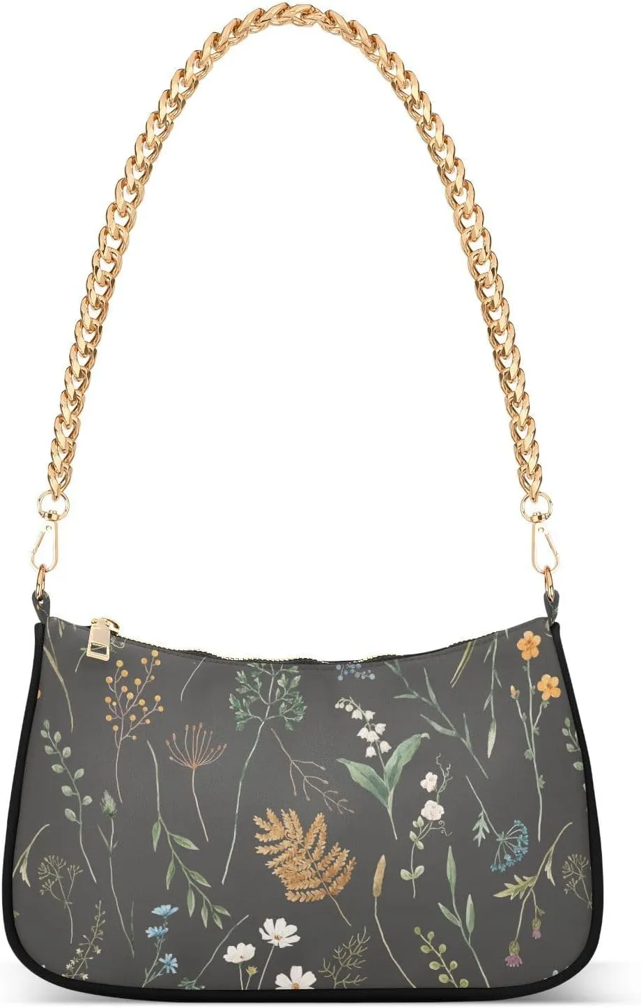 susiyo Shoulder Bag for Women Watercolor Wild Herbs Floral Small Shoulder Purse Bags Cute Hobo Tote Handbag Mini Clutch Purse