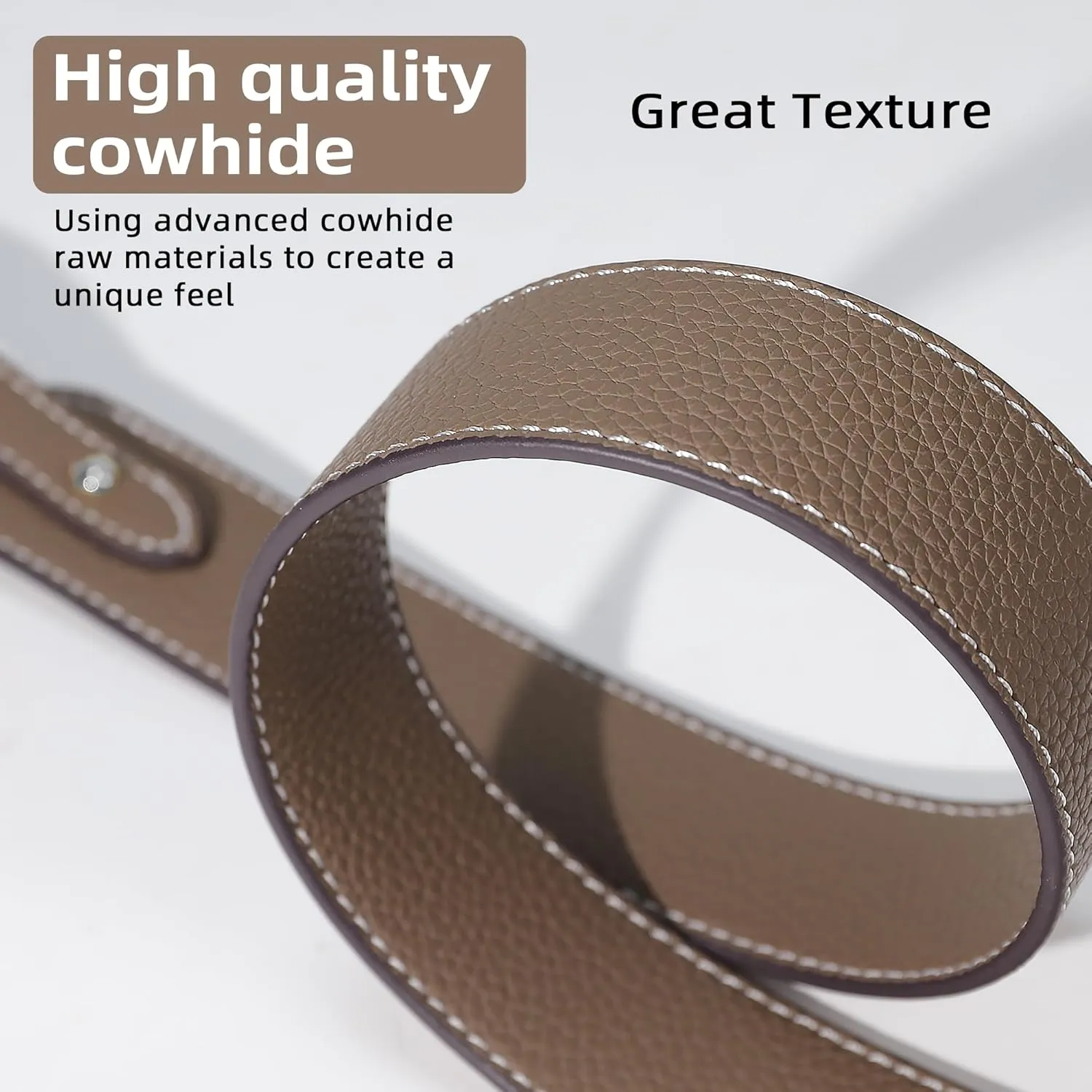 TC Leather Strap for Hermes Picotin/Lindy/Evelyne Bag, Multi Length Handmade Cowhide Crossbody Purse Strap for Handbag【19.7inch Long, 1.5inch Wide, Etoupe Grey (Silver Studs)】
