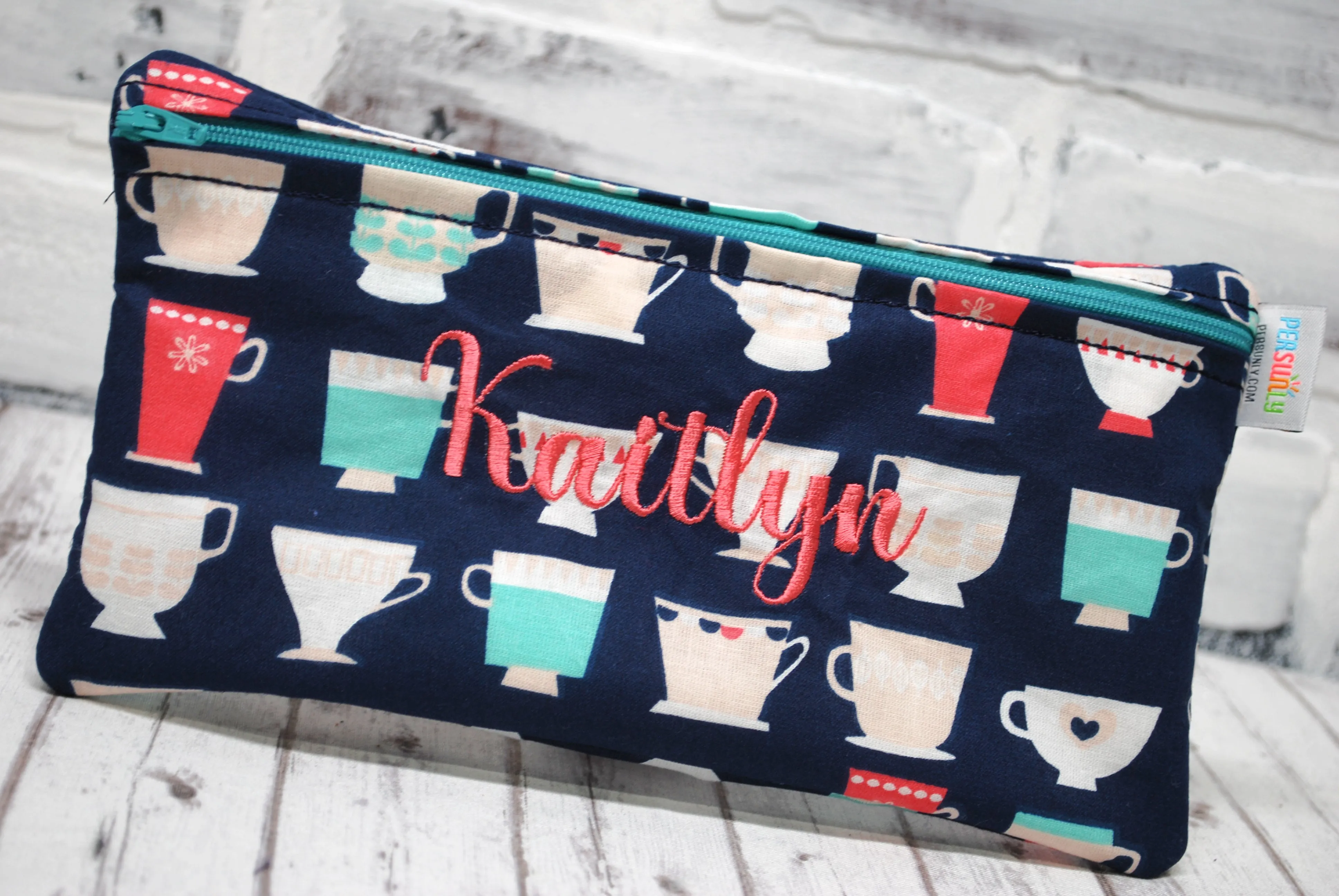 Tea Cups Personalized Reusable Food Bag