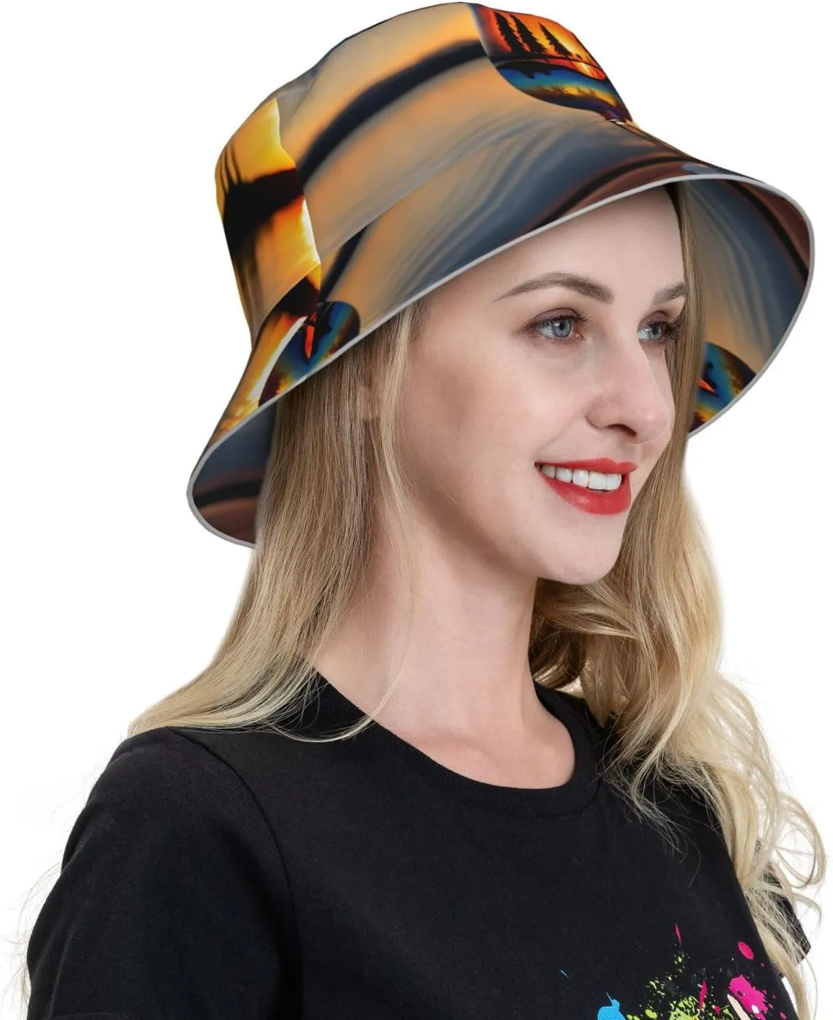 Teal Blue Reflective Bucket Hat - Summer Bucket Hat for Men and Women,Ideal for Outdoor Activities with Reversible