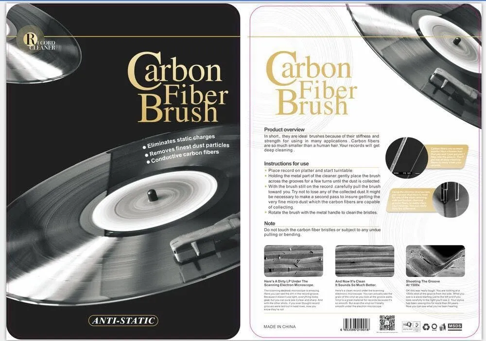 TechPlay Anti Static Carbon Fiber Record and LP Cleaner and Washer with Stylus Brush and Record Cleaning Liquid Set.