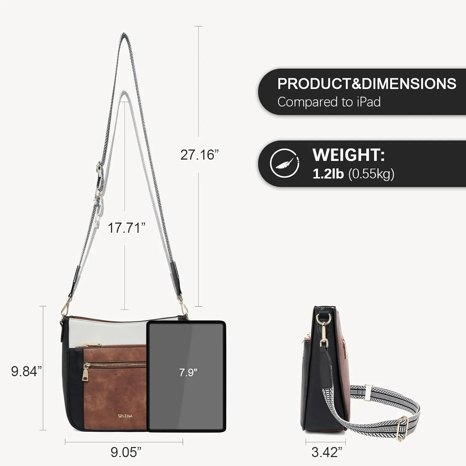 Telena Vegan Leather Crossbody Bags for Women Travel Shoulder Hobo Bag Bucket Large Purse Straps Replacement