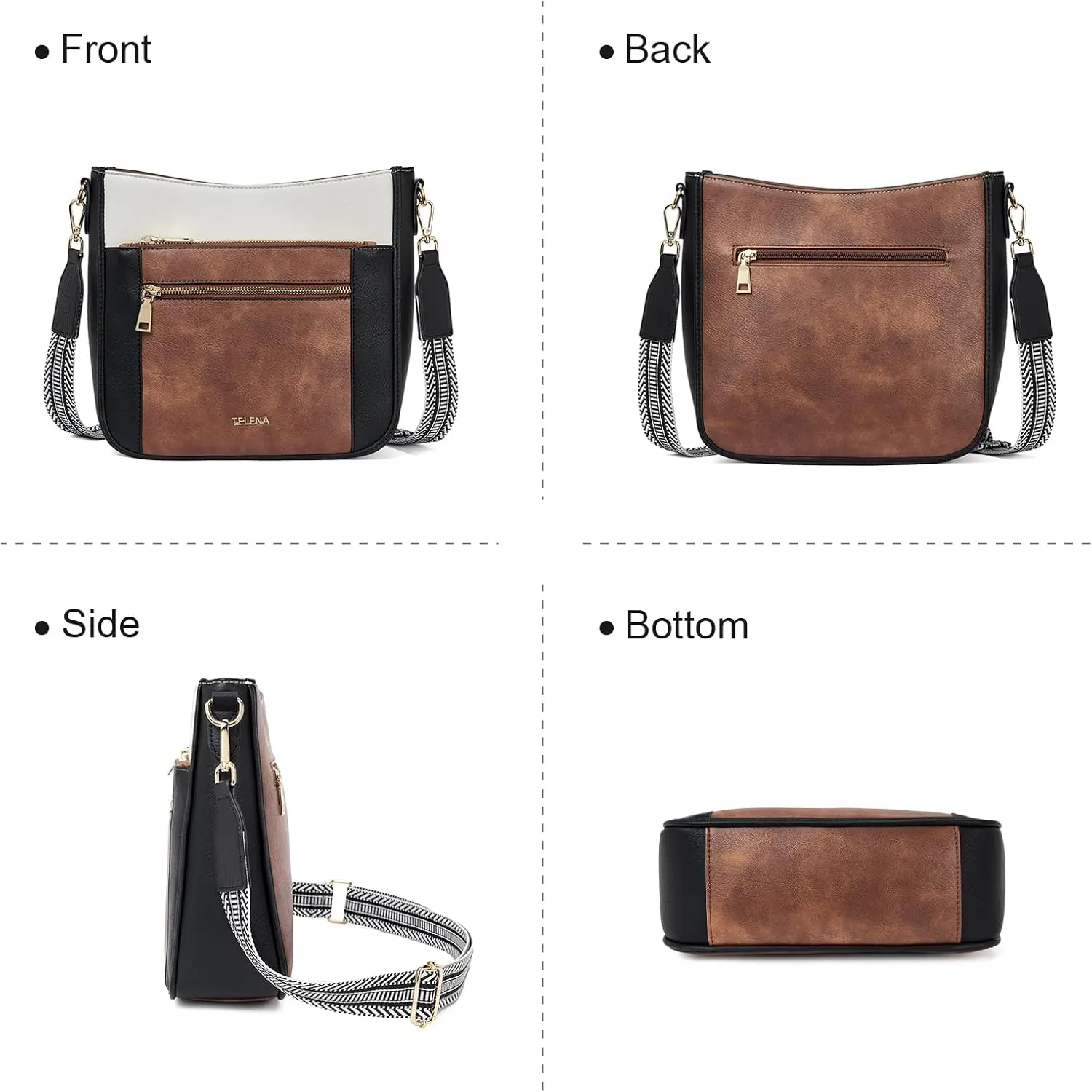 Telena Vegan Leather Crossbody Bags for Women Travel Shoulder Hobo Bag Bucket Large Purse Straps Replacement