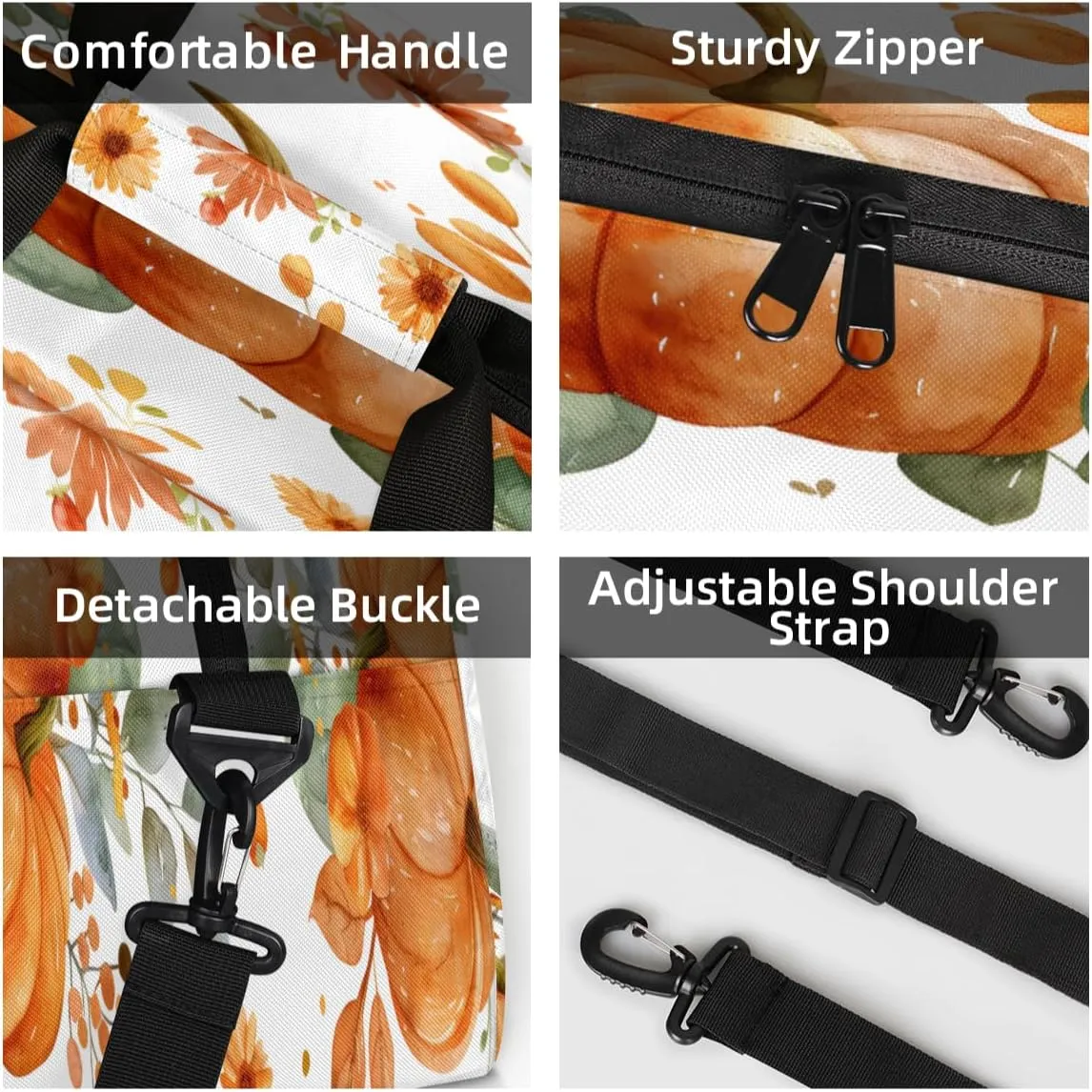 Thanksgiving Mini Gym Bag 18 inch for Women Men Waterproof Custom Pumpkin Travel Duffel Bag Carry On Overnight Tote Nurse Bag for Work Fitness Hiking