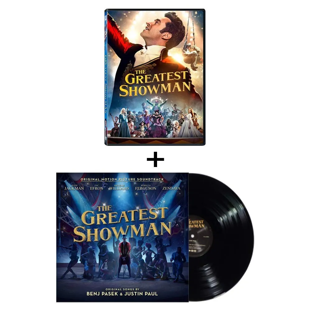 The Greatest Showman: 2017 Movie DVD   Motion Picture Soundtrack 12", 33rpm Vinyl Record Bundle Featuring Rewrite the Stars and This Is Me
