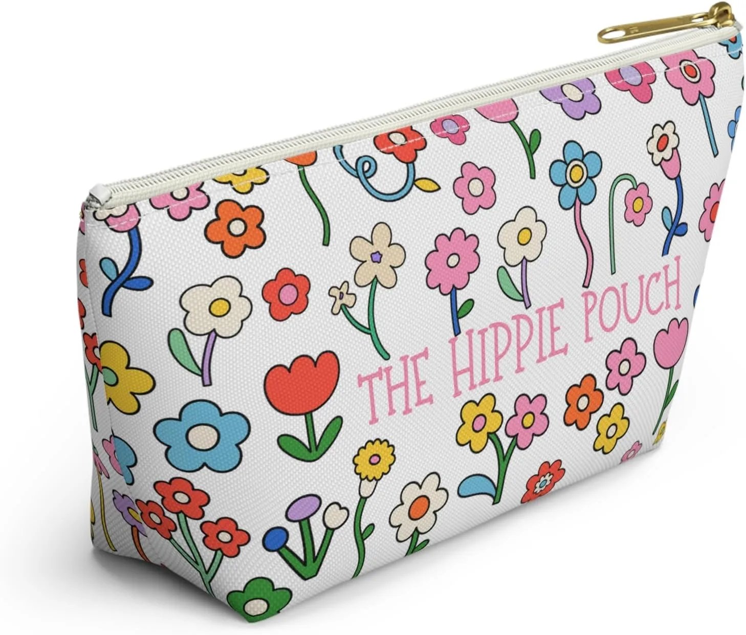 The Hippie Pouch Floral Groovy Utility Pouch Travel Bag 70st Makeup Cosmetic Bag Gift for Friends Plant Lovers Gift