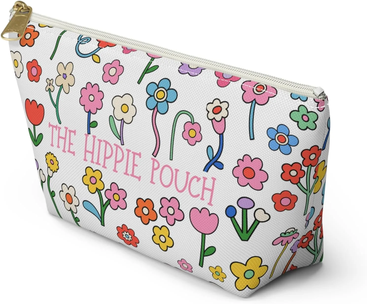 The Hippie Pouch Floral Groovy Utility Pouch Travel Bag 70st Makeup Cosmetic Bag Gift for Friends Plant Lovers Gift