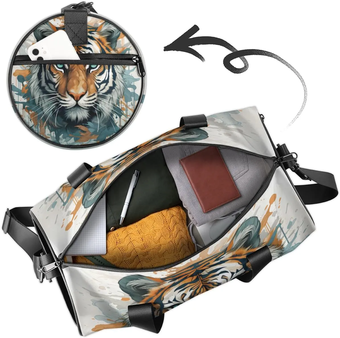 Tiger Personalized Dance Bags, Tiger Custom Sport Duffel Bag Travel Duffle Bag Overnight Weekender Bag