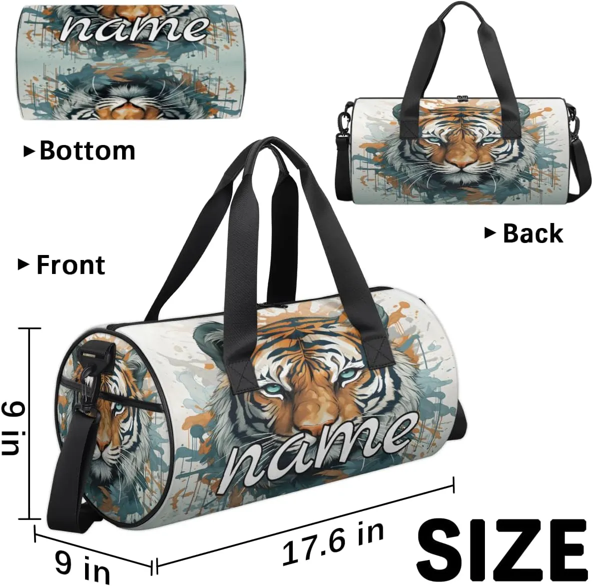 Tiger Personalized Dance Bags, Tiger Custom Sport Duffel Bag Travel Duffle Bag Overnight Weekender Bag