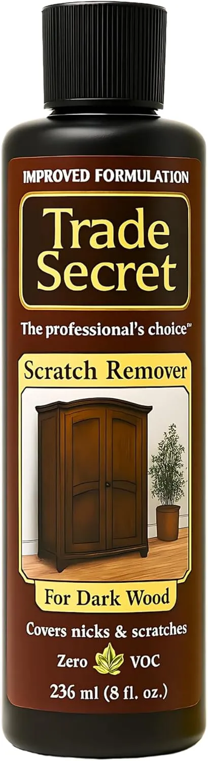 Trade Secret Scratch Remover for Real Wood Furniture & Floors – Dark Wood Scratch Concealer, Covers Nicks, Scuffs & Dogs, Cats Scratches, Marks, Minor Defects