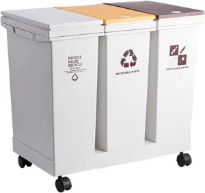 Trash Can Plastic Classified Double-Bucket Trash can Household Press-Open lid Wheeled Large-Capacity Square Trash can Garbage Can(Large)
