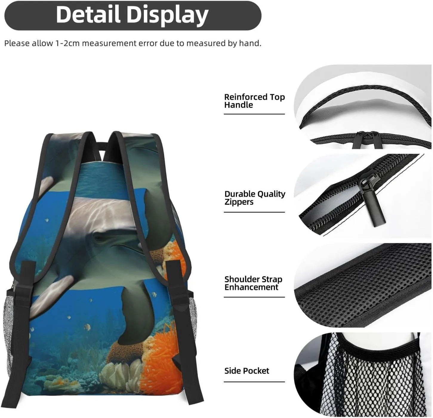 Travel Backpack for Women Carry on Backpack Dolphins Blue Lightweight Laptop Backpack for Men