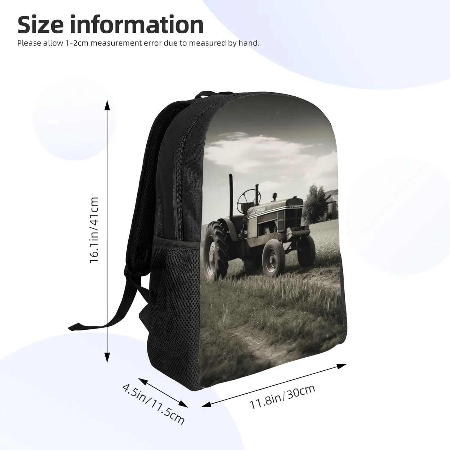 Travel Backpack Tractor Agriculture Tranquil Carry on Backpack Lightweight Business 16inches Laptop Backpack for Men Women