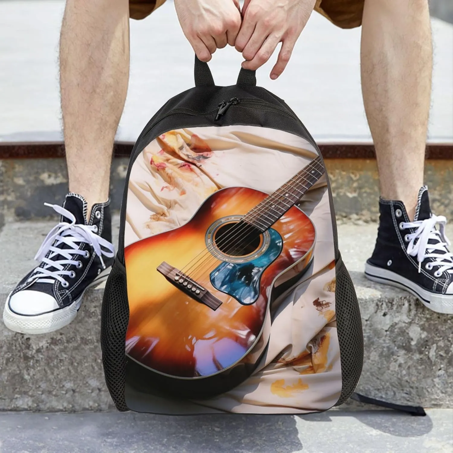 Travel Backpack Watercolor Acoustic Guitar Carry on Backpack Lightweight Business 16inches Laptop Backpack for Men Women