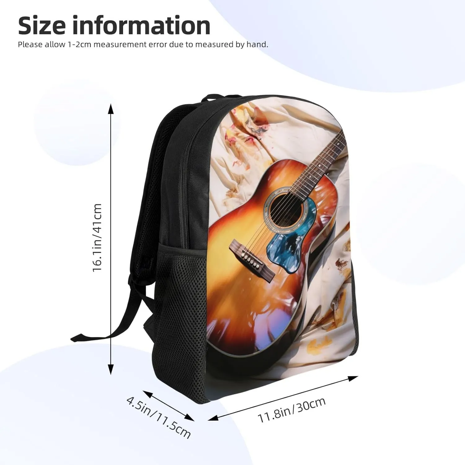Travel Backpack Watercolor Acoustic Guitar Carry on Backpack Lightweight Business 16inches Laptop Backpack for Men Women