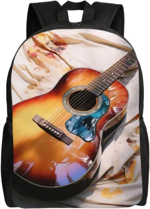 Travel Backpack Watercolor Acoustic Guitar Carry on Backpack Lightweight Business 16inches Laptop Backpack for Men Women
