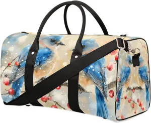 Travel Duffel Bag, Christmas Berries Winter Bird Sports Tote Gym Bag Foldable Western Aztec Weekender Bag Carry on Luggage Handle Bag Overnight Shoulder Bag for Women Men,A-1427