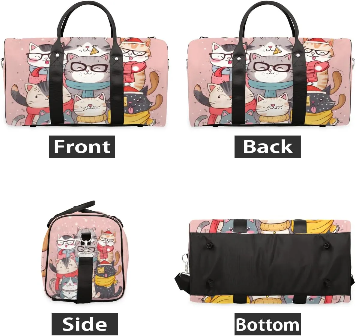 Travel Duffel Bag, Christmas Cute Animal Cat Sports Tote Gym Bag Foldable Western Aztec Weekender Bag Carry on Luggage Handle Bag Overnight Shoulder Bag for Women Men,A-1429