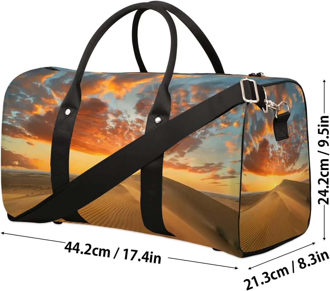 Travel Duffel Bag, Desert Scenic Sports Tote Gym Bag Foldable Western Aztec Weekender Bag Carry on Luggage Handle Bag Overnight Shoulder Bag for Women Men,A-1895