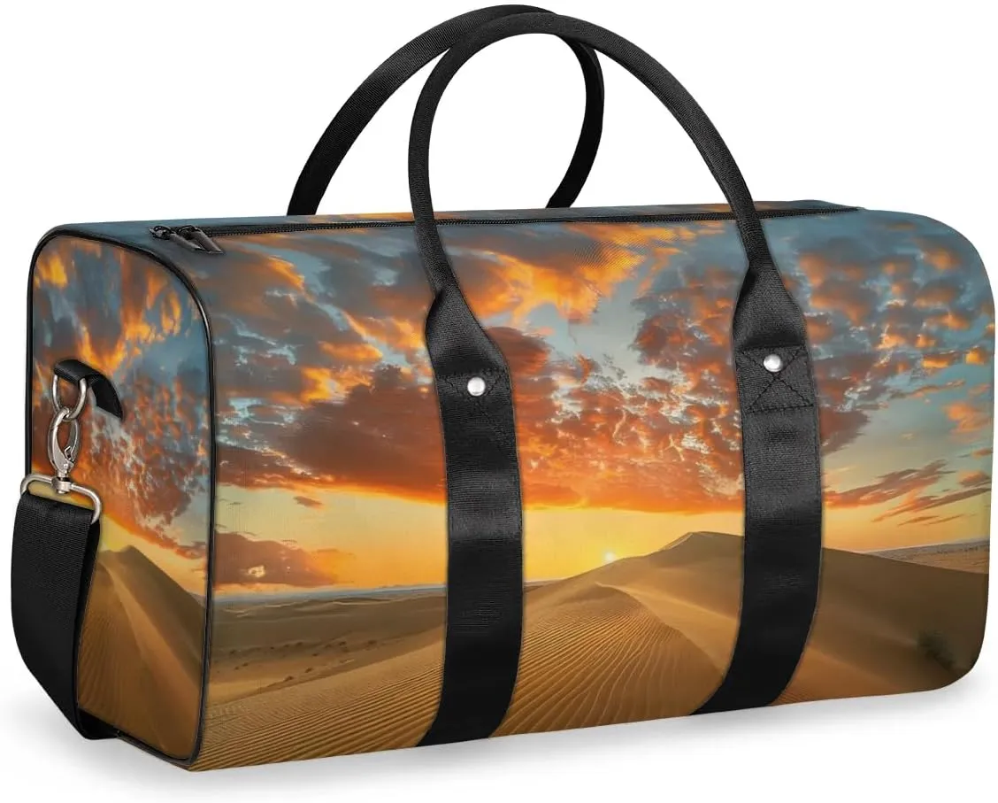 Travel Duffel Bag, Desert Scenic Sports Tote Gym Bag Foldable Western Aztec Weekender Bag Carry on Luggage Handle Bag Overnight Shoulder Bag for Women Men,A-1895