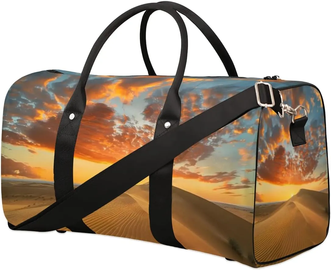Travel Duffel Bag, Desert Scenic Sports Tote Gym Bag Foldable Western Aztec Weekender Bag Carry on Luggage Handle Bag Overnight Shoulder Bag for Women Men,A-1895