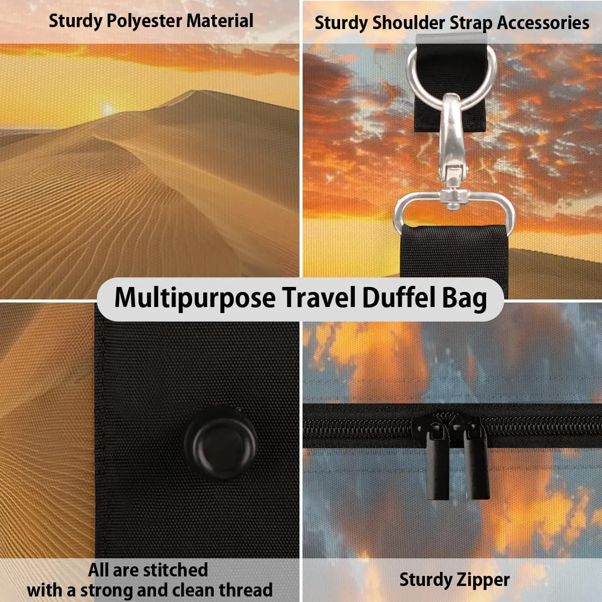 Travel Duffel Bag, Desert Scenic Sports Tote Gym Bag Foldable Western Aztec Weekender Bag Carry on Luggage Handle Bag Overnight Shoulder Bag for Women Men,A-1895